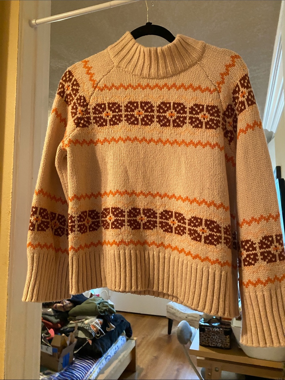 MADEWELL size small Womens Cream Fair Isle Knit Sweater